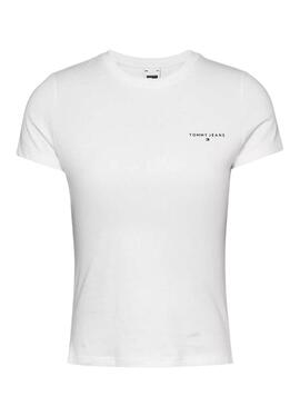 T-Shirt Tommy Jeans Slim Linear weiß für Damen