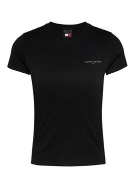 T-Shirt Tommy Jeans Slim Linear schwarz für frauen