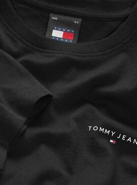 T-Shirt Tommy Jeans Slim Linear schwarz für frauen