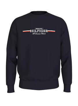 Sweatshirt Tommy Hilfiger Stripe dunkelblau für männer