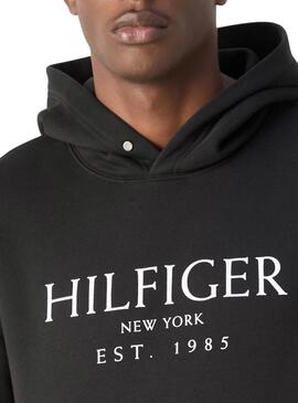 Tommy Hilfiger Big Logo Schwarzer Kapuzenpullover für herren