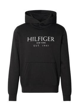 Tommy Hilfiger Big Logo Schwarzer Kapuzenpullover für herren