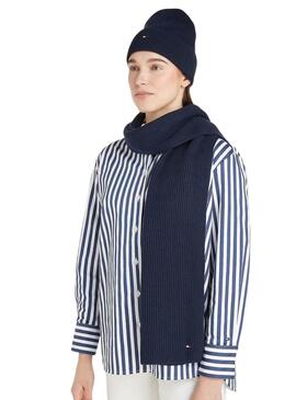 Mütze Tommy Hilfiger Flag Marineblau für Frauen.