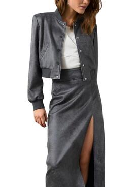 Rock Only Paris Faux Suede Midi Grau für frauen