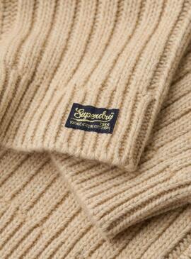 Pullover Superdry Cable Zip Beige für Frauen