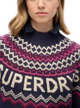 Pullover Superdry Fairisle Marine für Frauen