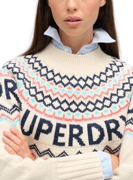 Pullover Superdry Fairisle Beige für Frauen