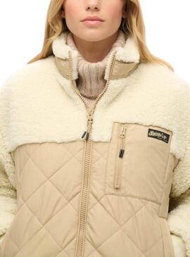 Jacke Superdry Fleece Beige für Frauen