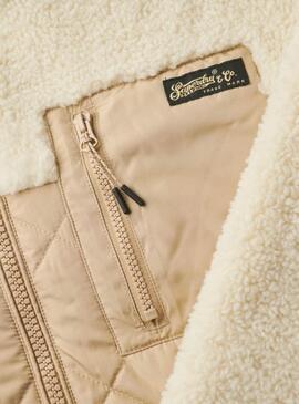 Jacke Superdry Fleece Beige für Frauen