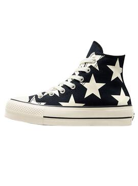 Sneakers Converse All Star Plateau Sterne Schwarz