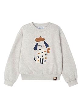 Sweatshirt Mayoral Bohemian Dog Grau für mädchen