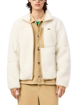 Jacke Lacoste Schafswolle beige für Männer