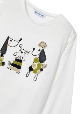 T-Shirt Mayoral Whimsical Woofs weiß für Mädchen