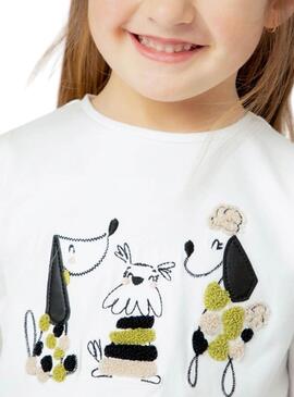 T-Shirt Mayoral Whimsical Woofs weiß für Mädchen