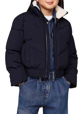 Tommy Hilfiger Teddy-Kragen Jacke Blau für Mädchen