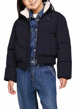 Tommy Hilfiger Teddy-Kragen Jacke Blau für Mädchen