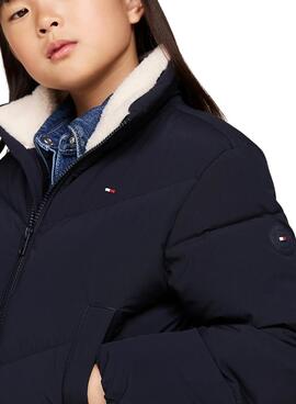 Tommy Hilfiger Teddy-Kragen Jacke Blau für Mädchen