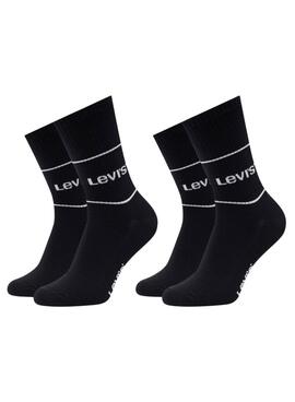 Pack mit 2 Socken Levis Logo Sport Schwarz für Männer und Frauen