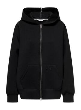 Sweatshirt Only Tanvi Oversize mit Reißverschluss Schwarz für Frauen