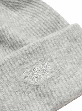 Strickmütze Superdry Rippenmuster Grau für Frauen