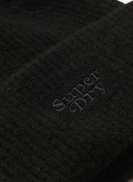 Strickmütze Superdry Rippenmuster Schwarz für Frauen