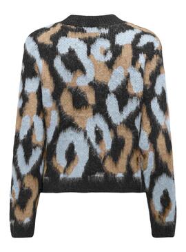 Pullover Only Wild Animal Print Rosa und Camel für Frauen