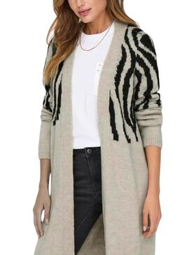 Strickjacke Only Jade Zebra Beige für Frauen