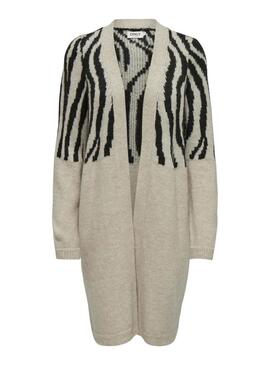 Strickjacke Only Jade Zebra Beige für Frauen