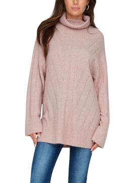 Pullover Only Jeanett Rollkragen Rosa für Frauen