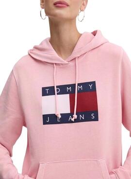 Sweatshirt Tommy Jeans Reg Flag rosa für Frauen.