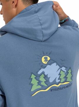 Hoodie El Pulpo Bergdruck Blau für Männer