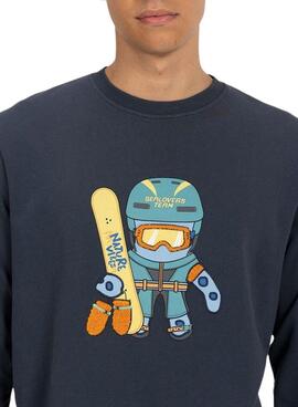 Sweatshirt El Pulpo Snowboard-Muster Marine für Männer