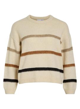 Pullover Vila Vineeva Streifenmuster Beige für Frauen