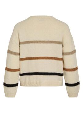 Pullover Vila Vineeva Streifenmuster Beige für Frauen