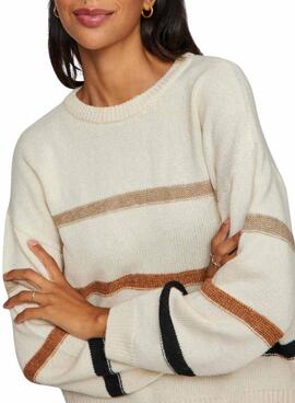 Pullover Vila Vineeva Streifenmuster Beige für Frauen