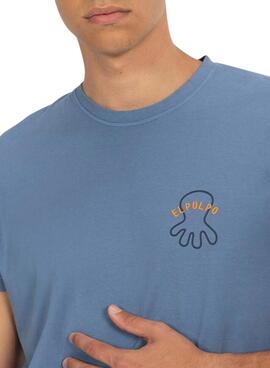 T-Shirt El Pulpo gestickt DAS MEER HEILT ALLES blau für Männer