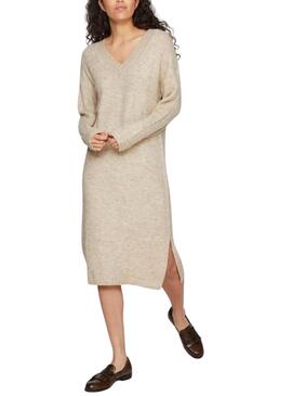 Kleid Vila Vima Strick Beige für Frauen