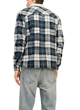 Overshirt Jack and Jones Zac Teddy Karomuster Grün für Männer