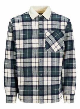 Overshirt Jack and Jones Zac Teddy Karomuster Grün für Männer