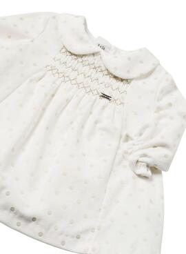 Kleid Mayoral Punkte Glanz Creme für Baby