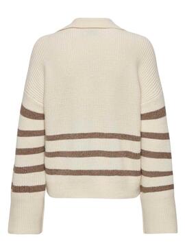 Pullover Only Monna A Streifen Beige für frauen