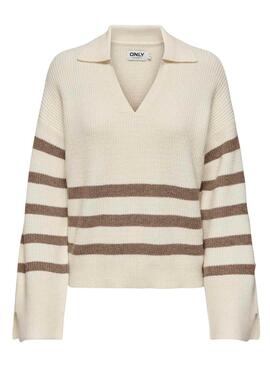 Pullover Only Monna A Streifen Beige für frauen