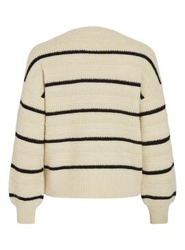 Pullover Vila Vipolia Glitzer Streifen Beige für frauen