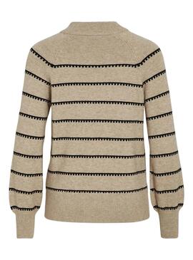 Pullover Vila Viril Gestreift Beige für frauen