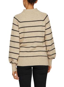 Pullover Vila Viril Gestreift Beige für frauen