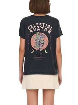 T-shirt Only Lucy Celestial Grau für frauen