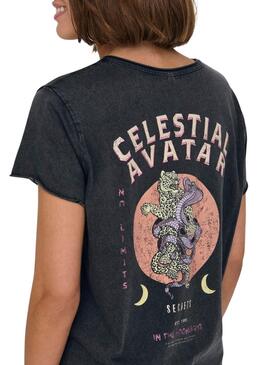 T-shirt Only Lucy Celestial Grau für frauen