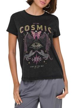 T-shirt Only Lucy Cosmic Schwarz für frauen