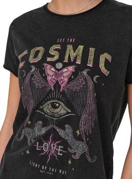 T-shirt Only Lucy Cosmic Schwarz für frauen