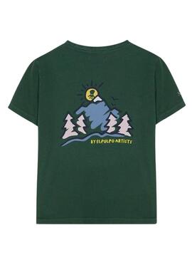 T-shirt Der Oktopus Berge Grün für Herren